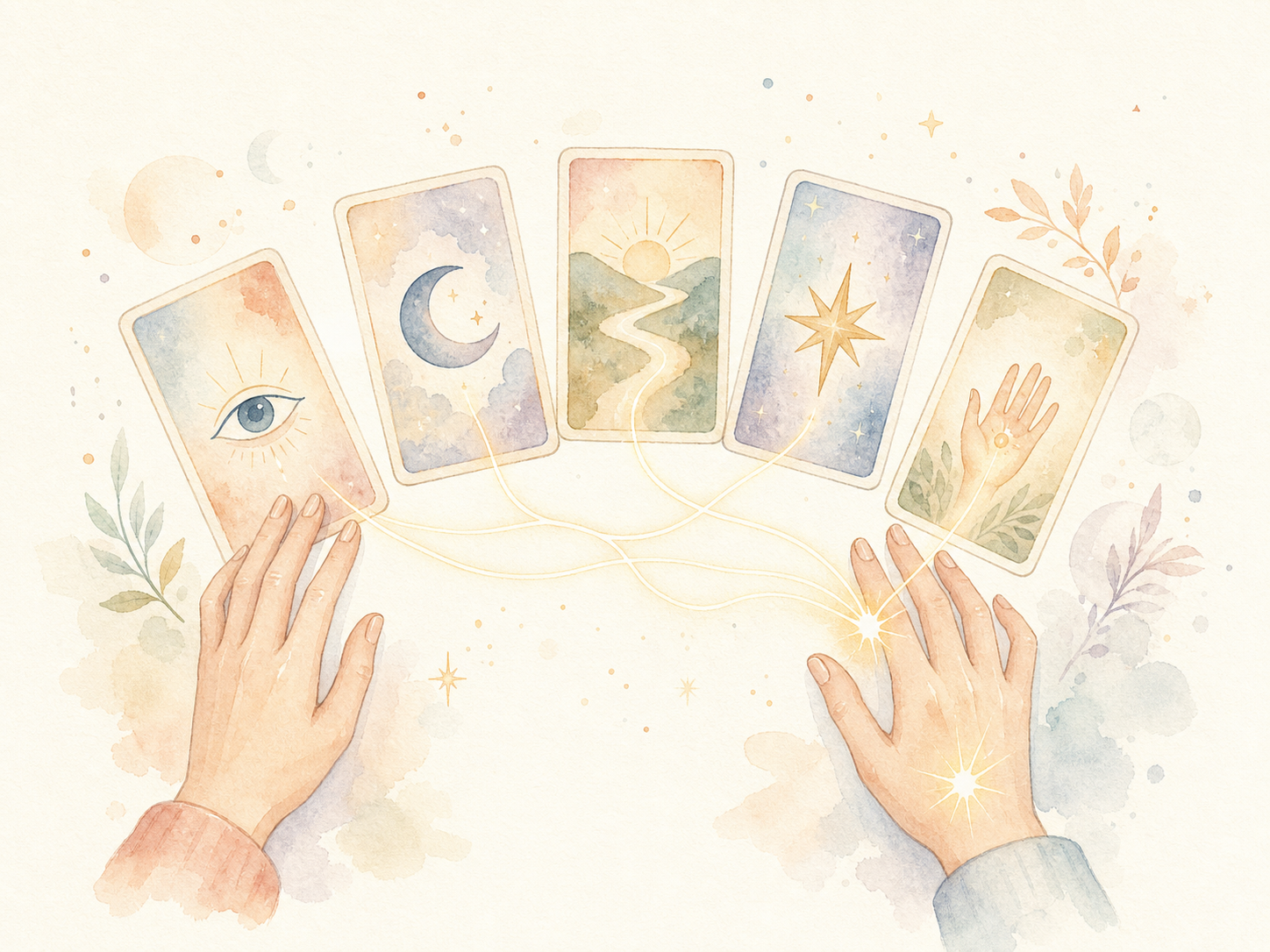 Cartas de tarot ilustradas sobre una mesa